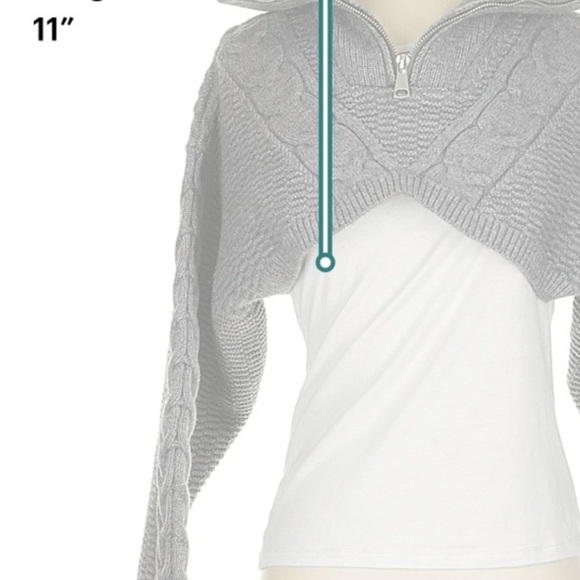 New nwot Free People quarter zip bolero gray top Shrug sweater pullover collar s - Picture 4 of 7